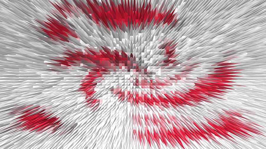 Abstract Digital Art - Pyramids in red and white by Cathy Harper