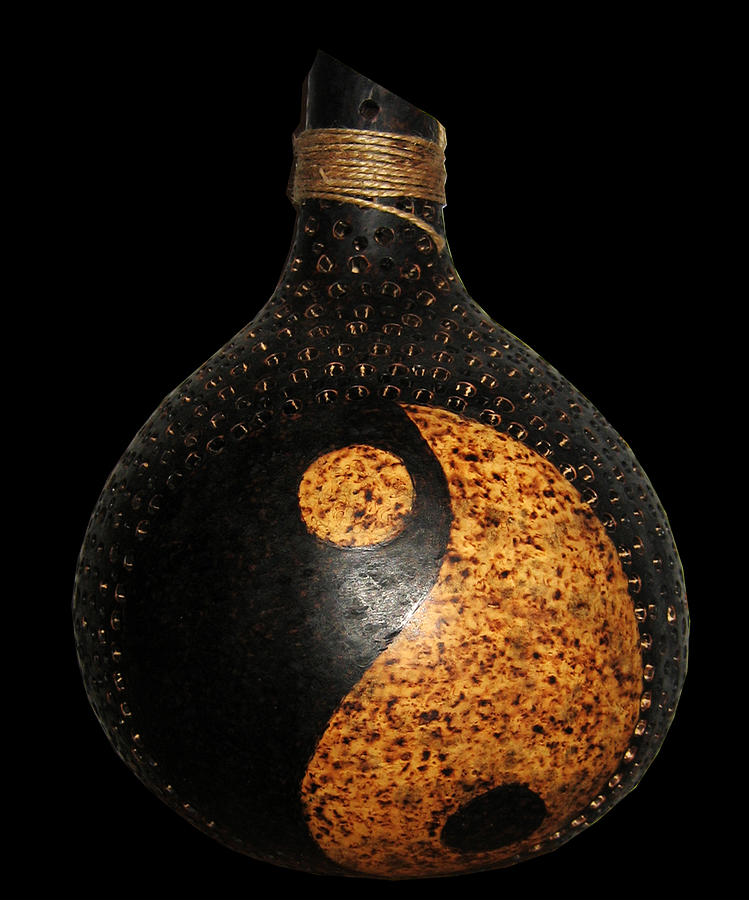 Gourd Pyrography - Pyrographed Gourd 6a by Roxana Voicu