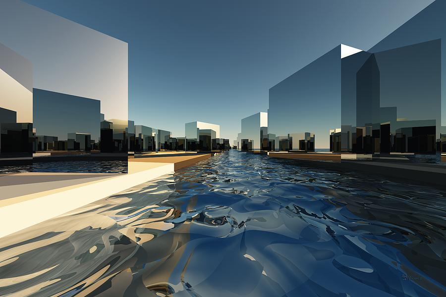 Cube Digital Art - Q-City Two by Max Steinwald