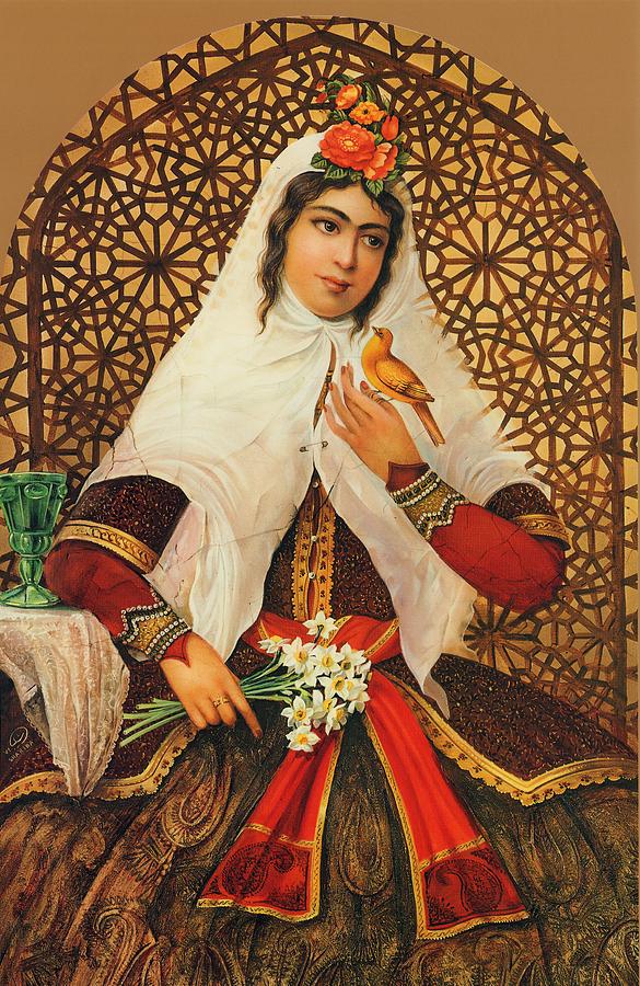 Qajar Woman by Shakiba  GL6 Painting by Salma