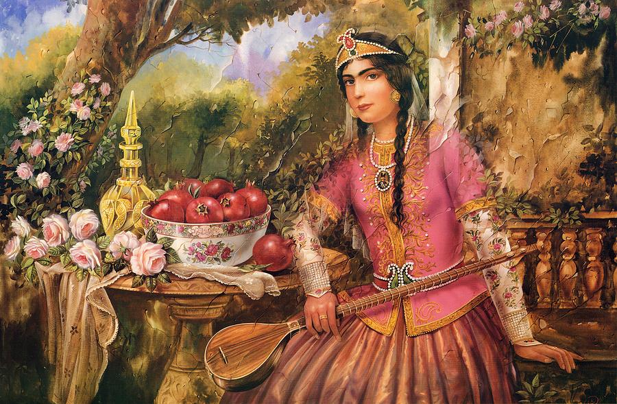 Qajar Woman by Shakiba GL9 Painting by Salma