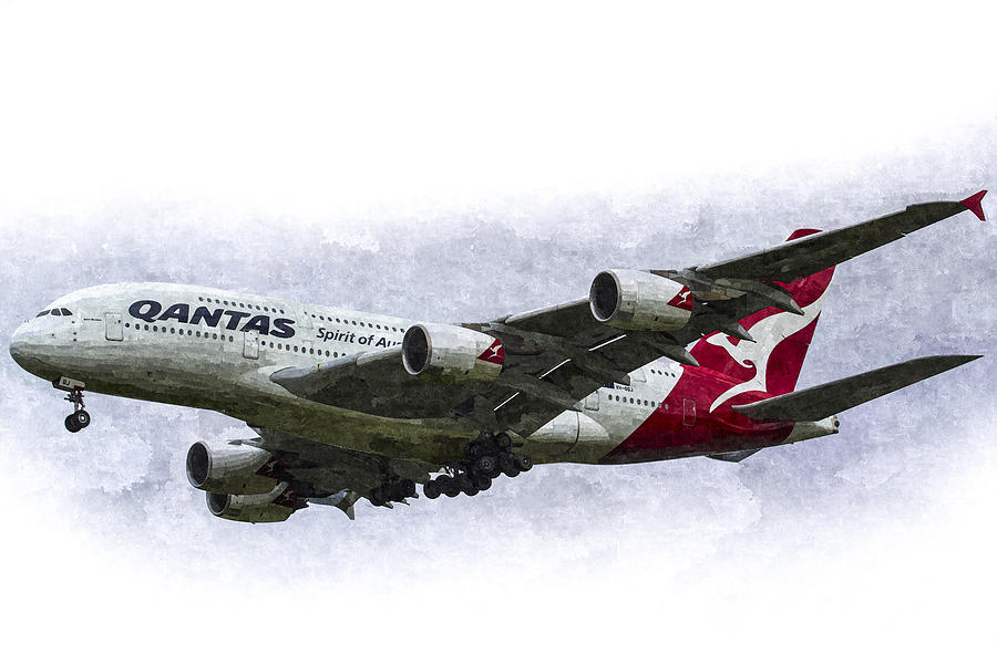 Jet Photograph - Qantas Airbus A380 Art by David Pyatt