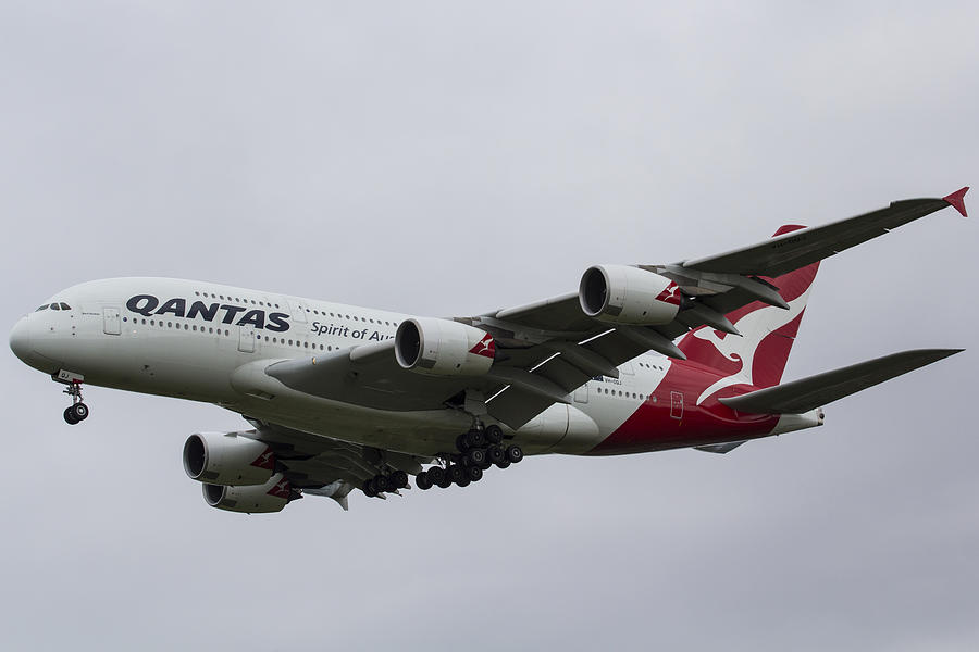 Jet Photograph - Qantas Airbus A380 by David Pyatt