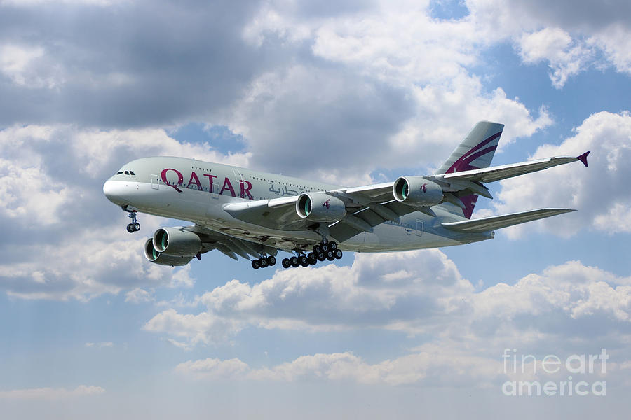 Qatar Airbus A380 Digital Art by Airpower Art