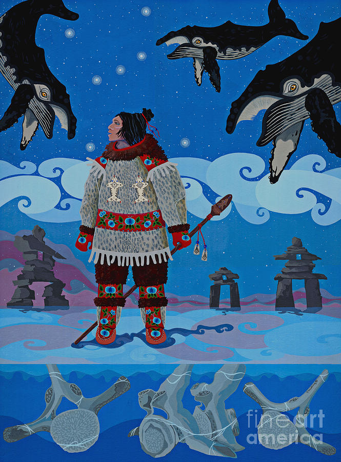 America Painting - Qikiqtaaluk Whale Dreamer by Chholing Taha