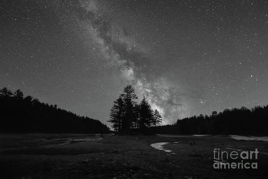 Quabbin Reservoir Milky Way BW Photograph by Michael Ver Sprill
