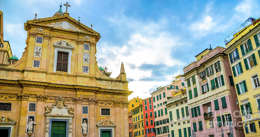 Genova Photograph - quadri di Genova colorful buildings church piazza giacomo matteotti liguria by Luca Lorenzelli Genova Photograph - quadri di Genova colorful buildings church piazza giacomo matteotti liguria by Luca Lorenzelli