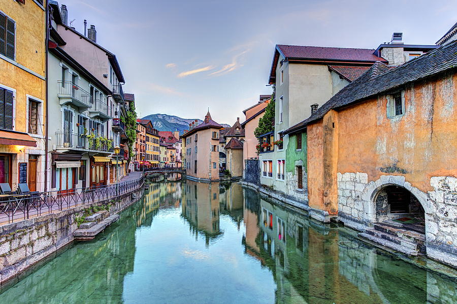 Quai de lIle and canal in Annecy old city, France, HDR Photograph by Elenarts - Elena Duvernay photo