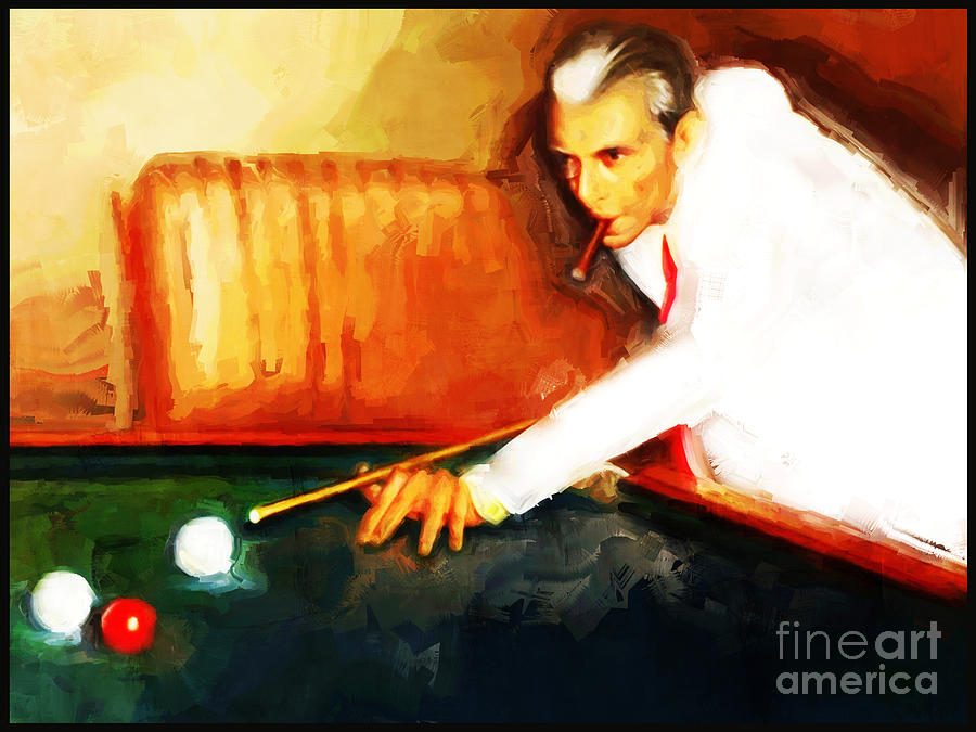 Quaid E Azam Playing Snooker Painting by Gull G