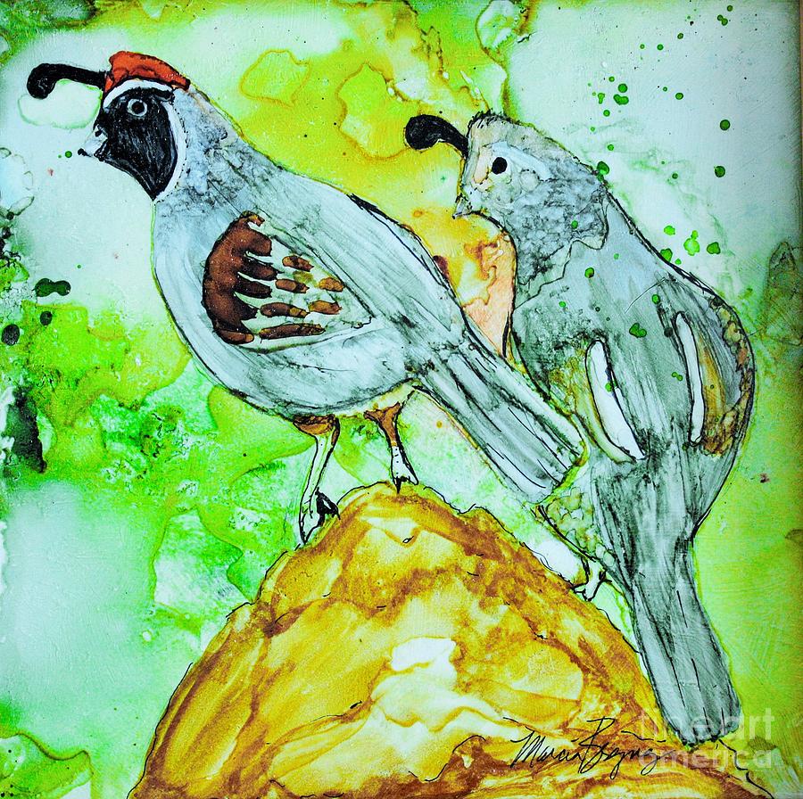 Quail Couple Painting by Marcia Breznay
