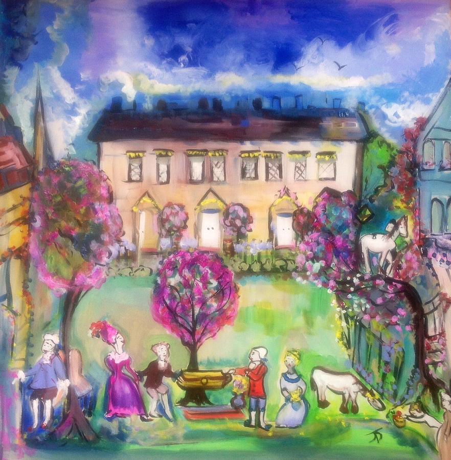  Quaint Picnic on the lawn  Painting by Judith Desrosiers