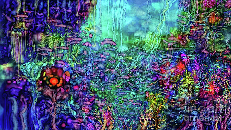 Qualias Reef Fish and Jellyfish Digital Art by Russell Kightley