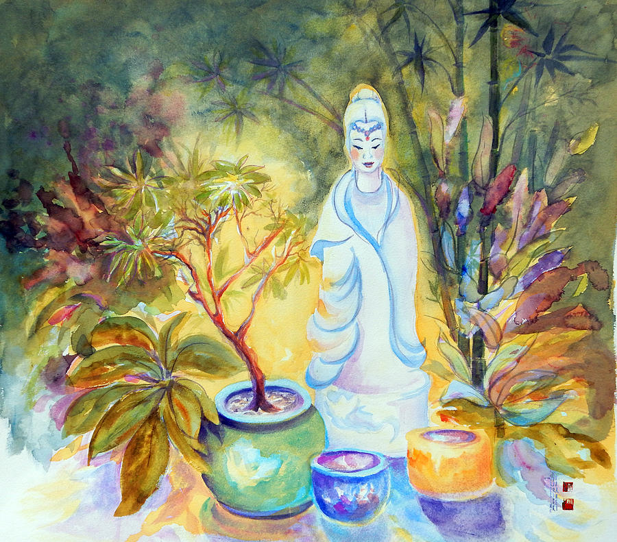 Quan Yin Garden Painting by Caroline Patrick