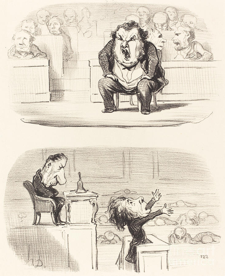 Quand Un Orateur Ennuyeux Monte A La Tribune Drawing by Honor? Daumier ...