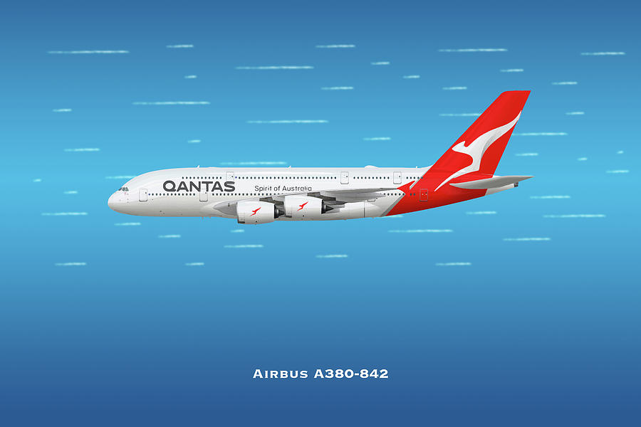 Quantas Airbus A380-842 Digital Art by Airpower Art