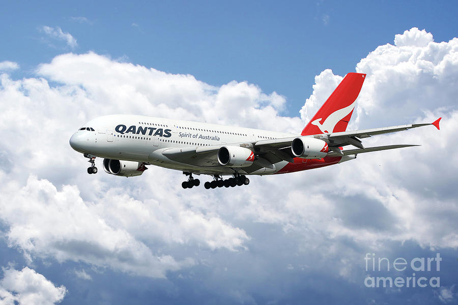 Qantas Airbus A380 Digital Art by Airpower Art