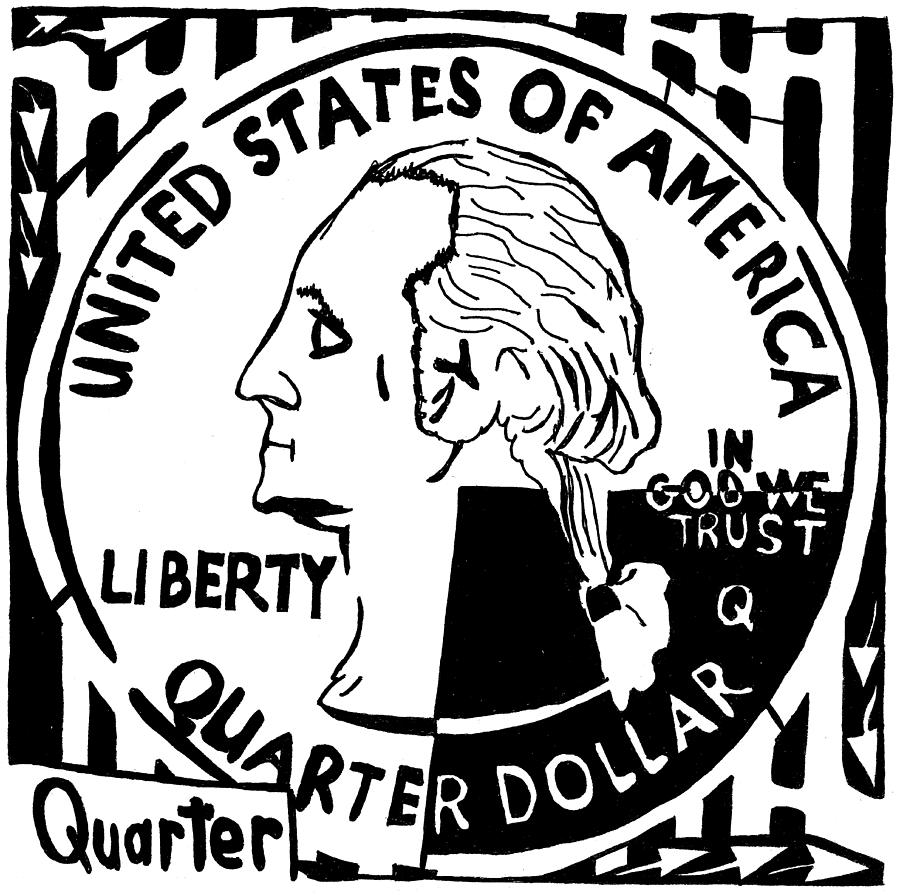 Quarter Drawing - Quarter Maze by Yonatan Frimer Maze Artist Quarter Drawing - Quarter Maze by Yonatan Frimer Maze Artist