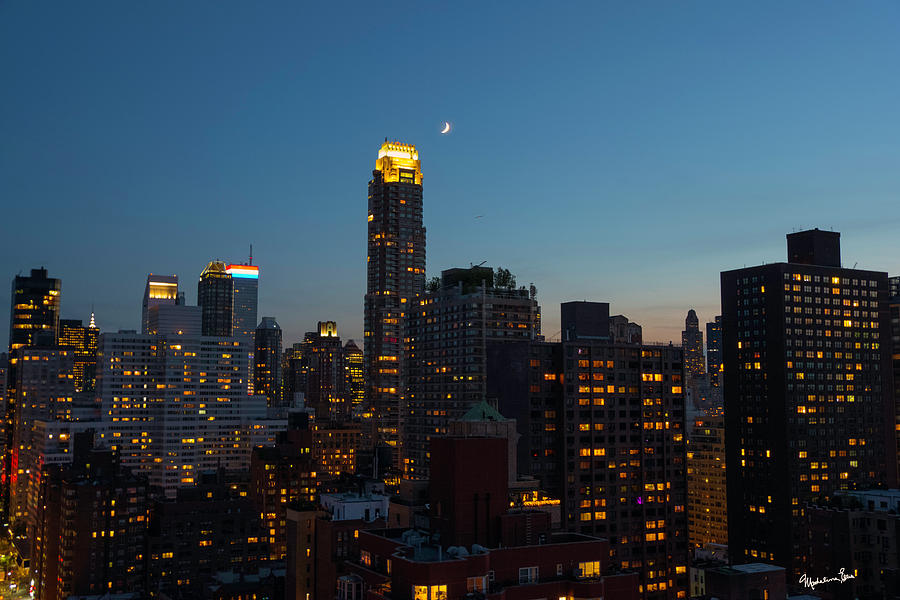 Quarter Moon Over Manhattan Photograph by Madeline Ellis