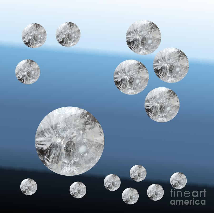 Quartz Crystal Circles on Blue Digital Art by Rachel Hannah