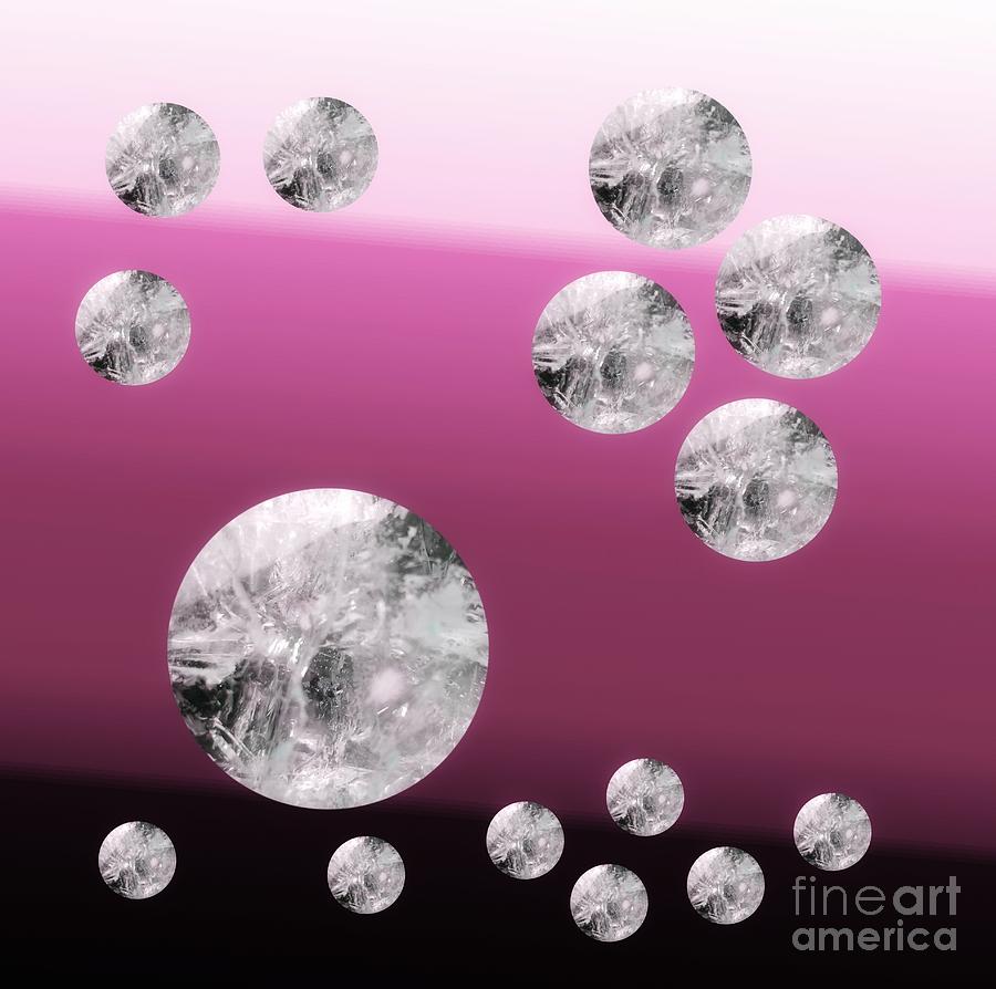 Quartz Crystal Circles on Pink Mixed Media by Rachel Hannah