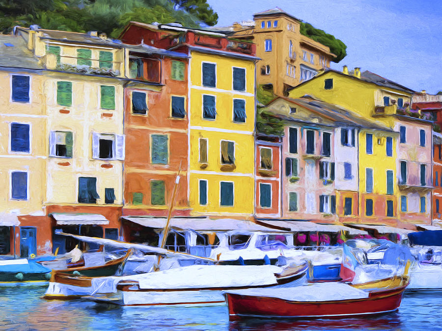 Quayside at Portofino Painting by Dominic Piperata