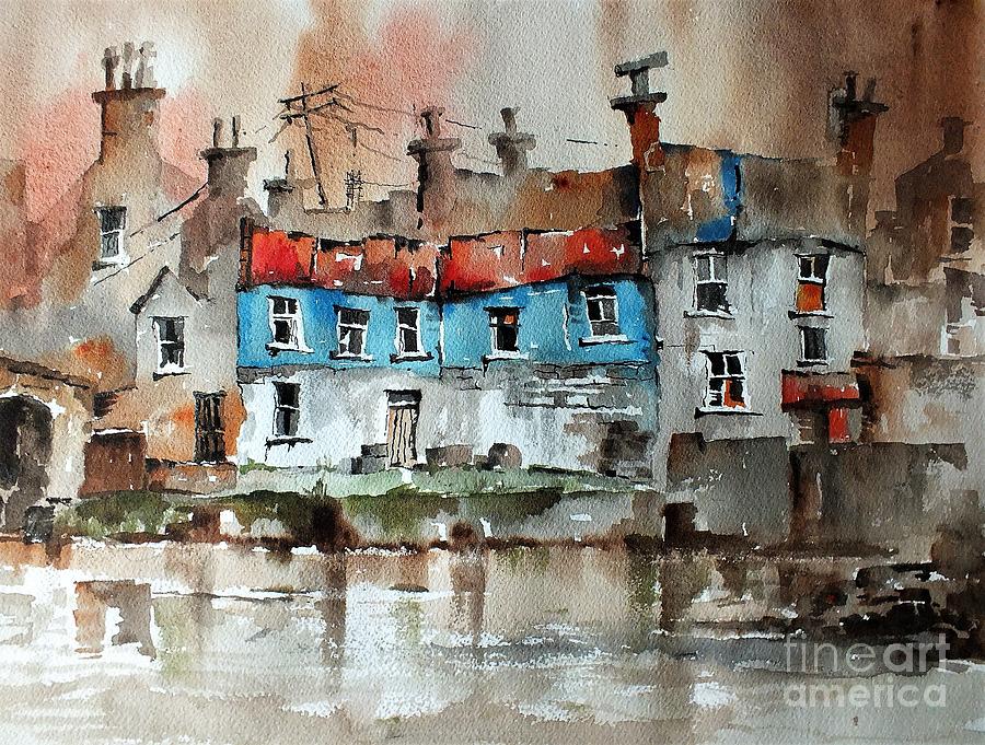 Quayside in Ennistymon Clare Painting by Val Byrne