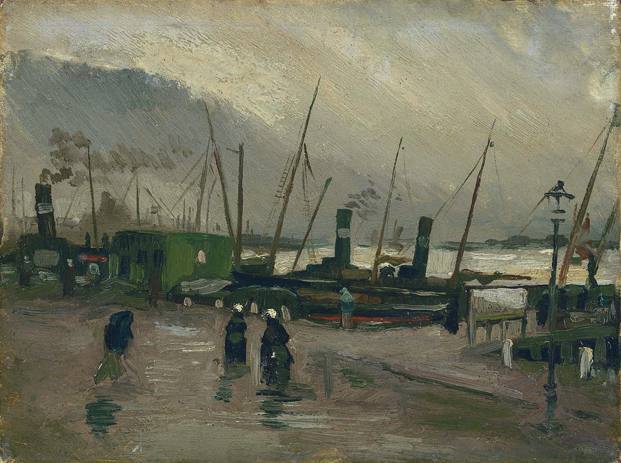 Quayside with Ships in Amsterdam, 1885 Painting by Vincent Van Gogh Pixels