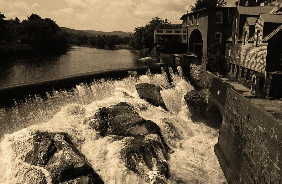 Quechee, Vermont - Falls Sepia Photograph by Frank Romeo