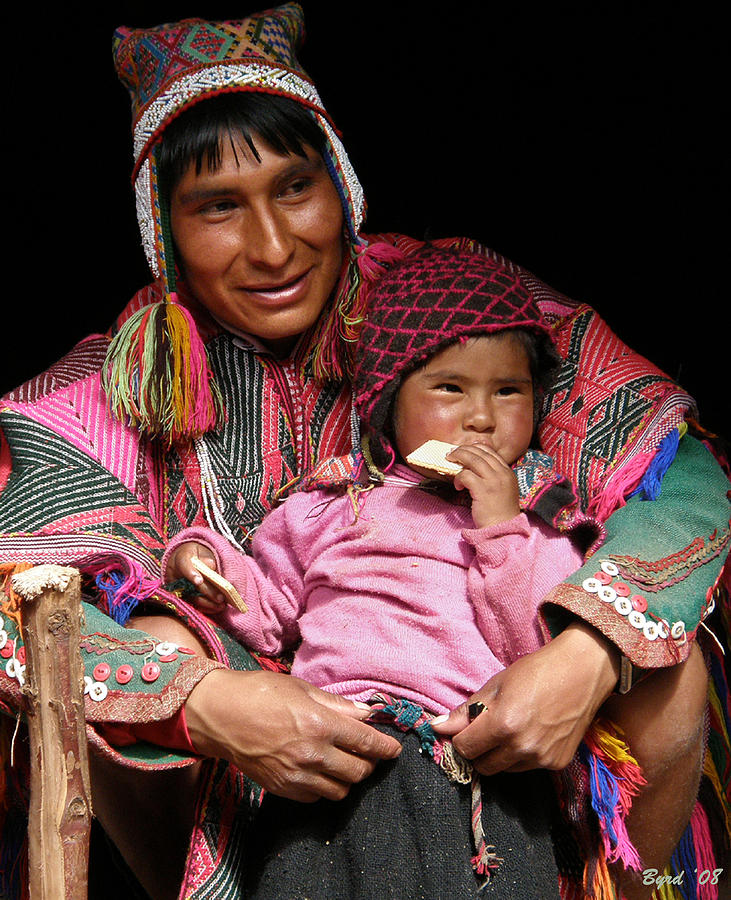 Quechuan Father and Son - Peru Photograph by Christopher Byrd