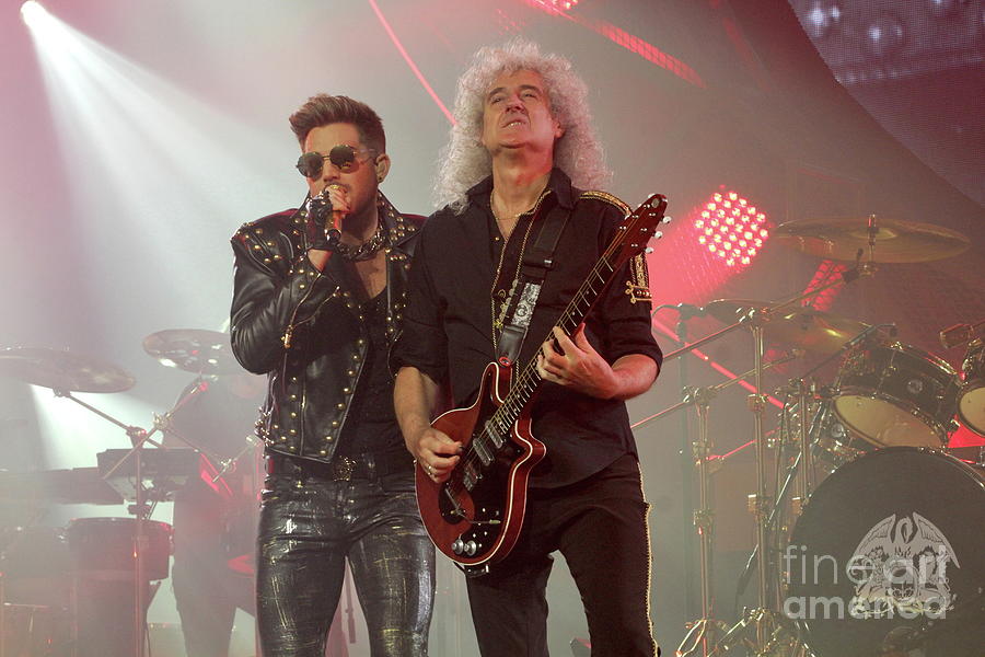 Brian May Photograph - Adam Lambert and Brian May - Queen by Concert Photos