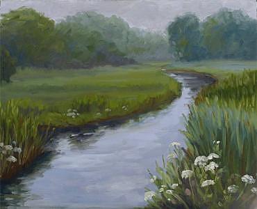 Landscape Painting - Queen Annes Lace In The Marsh by Jan Blencowe Landscape Painting - Queen Annes Lace In The Marsh by Jan Blencowe