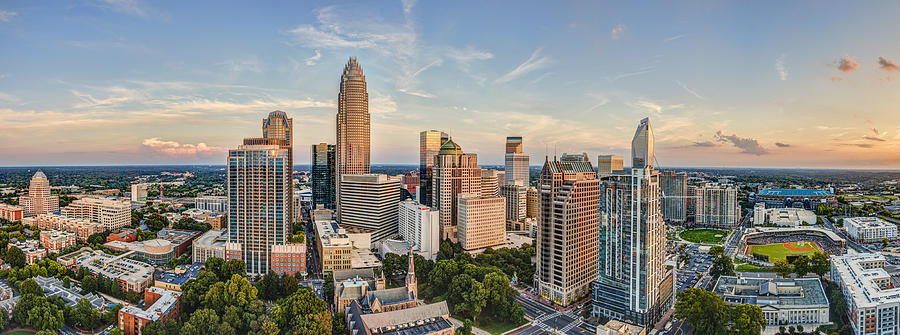 Charlotte Skyline Photograph - Queen City Pano by Chris Austin