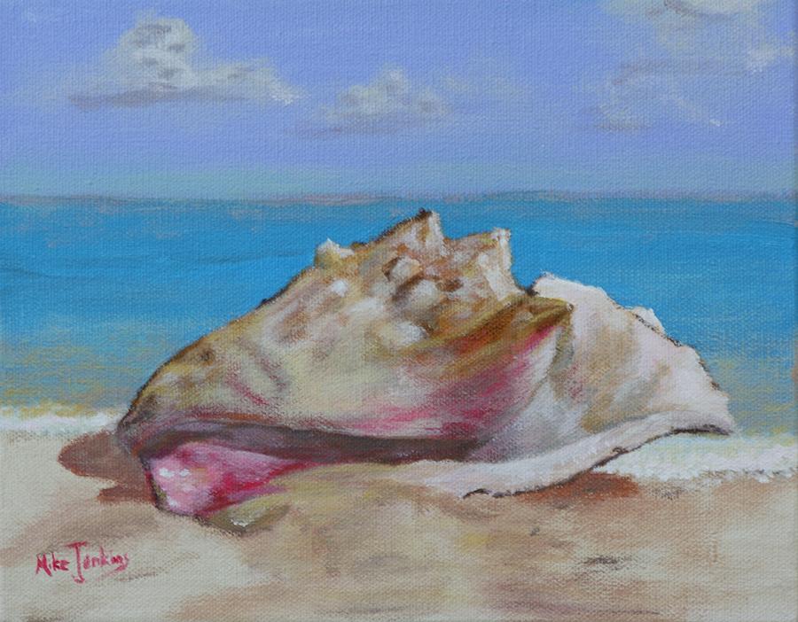 Queen Conch Shell Painting by Mike Jenkins
