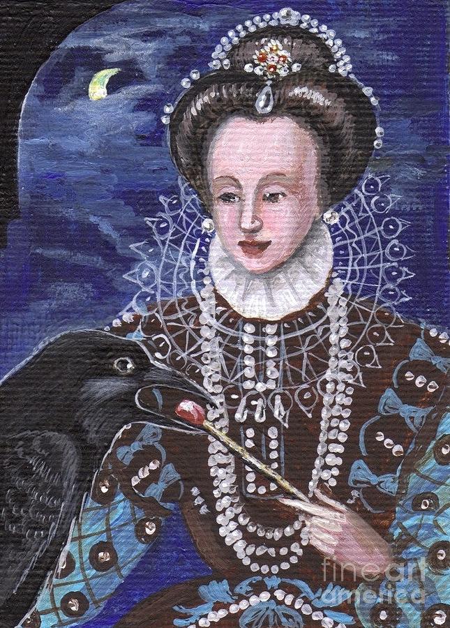 Queen Elizabeth Feeds the Raven Painting by Margaryta Yermolayeva