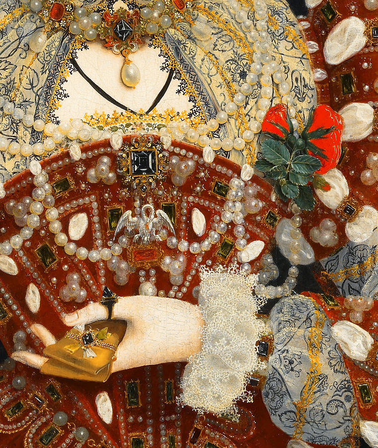 Up Movie Painting - Queen Elizabeth I   Detail from The Pelican Portrait by Nicholas Hilliard