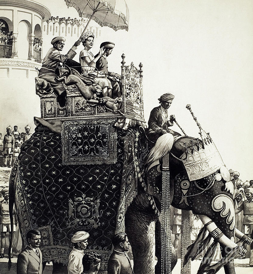 Queen Elizabeth II on an Elephant by Pat Nicolle