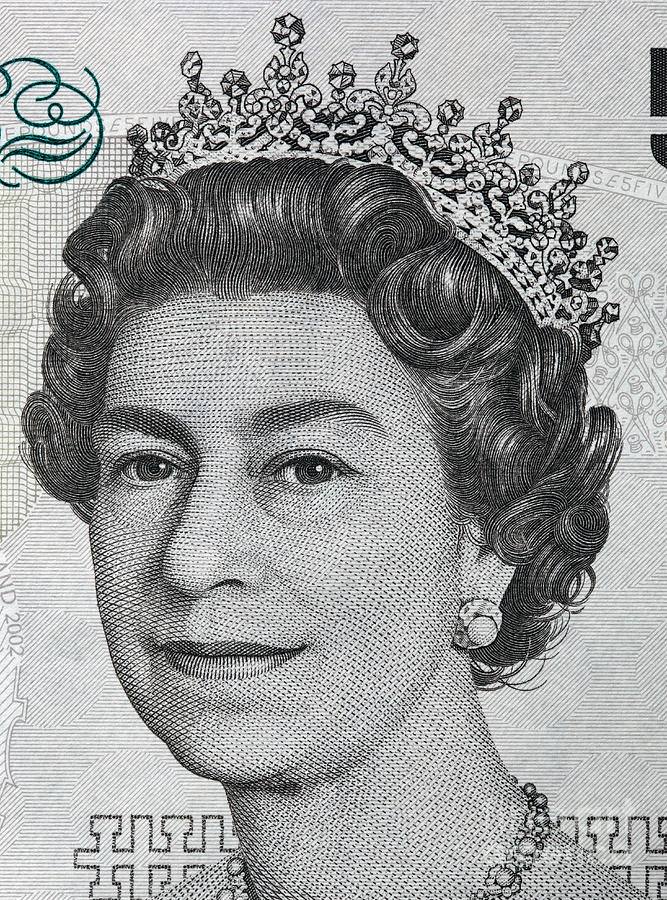 Queen Elizabeth II portrait on 5 pound sterling banknote Photograph by Michal Bednarek