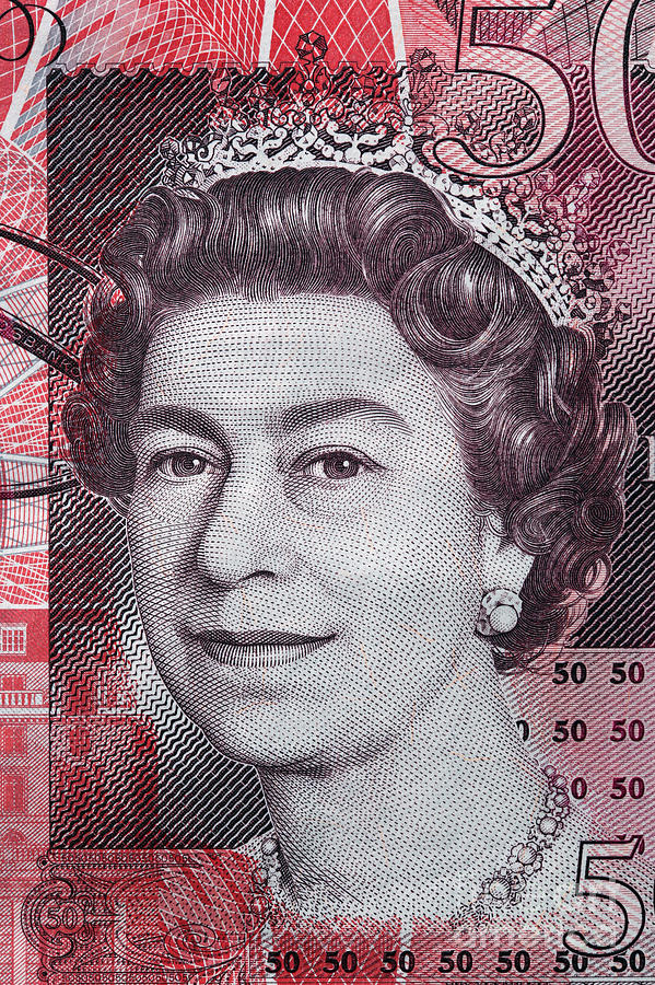 Queen Elizabeth II portrait on 50 pound sterling banknote Photograph by Michal Bednarek