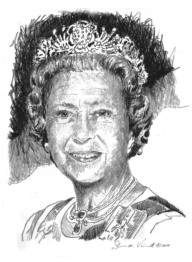 Queen Elizabeth II Drawing by Shawn Vincelette Fine Art America