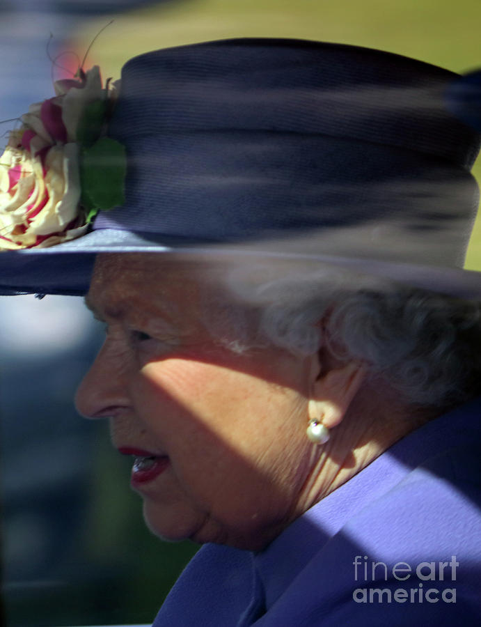 Queen Elizabeth on Derby Day at Epsom Downs Photograph by Julia Gavin