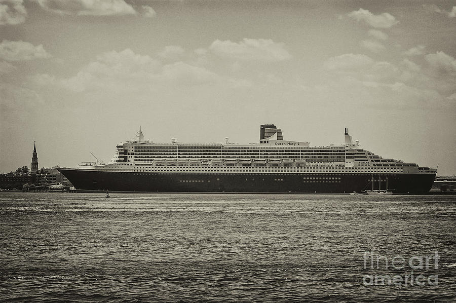 Queen Mary 2 in Sepia Photograph by Dale Powell