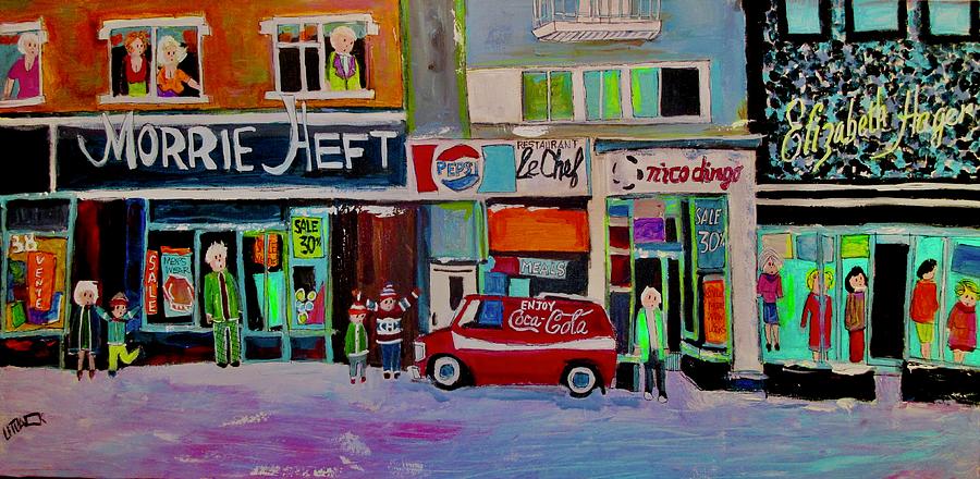 Queen Mary Fashion Strip Montreal Painting by Michael Litvack