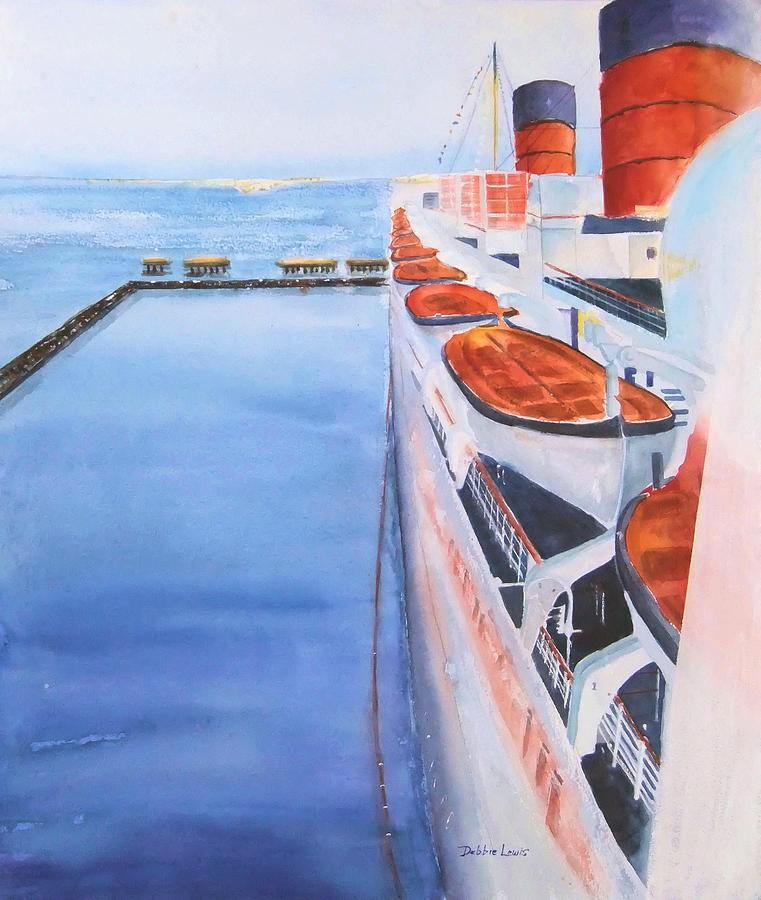 Queen Mary from the Bridge Painting by Debbie Lewis