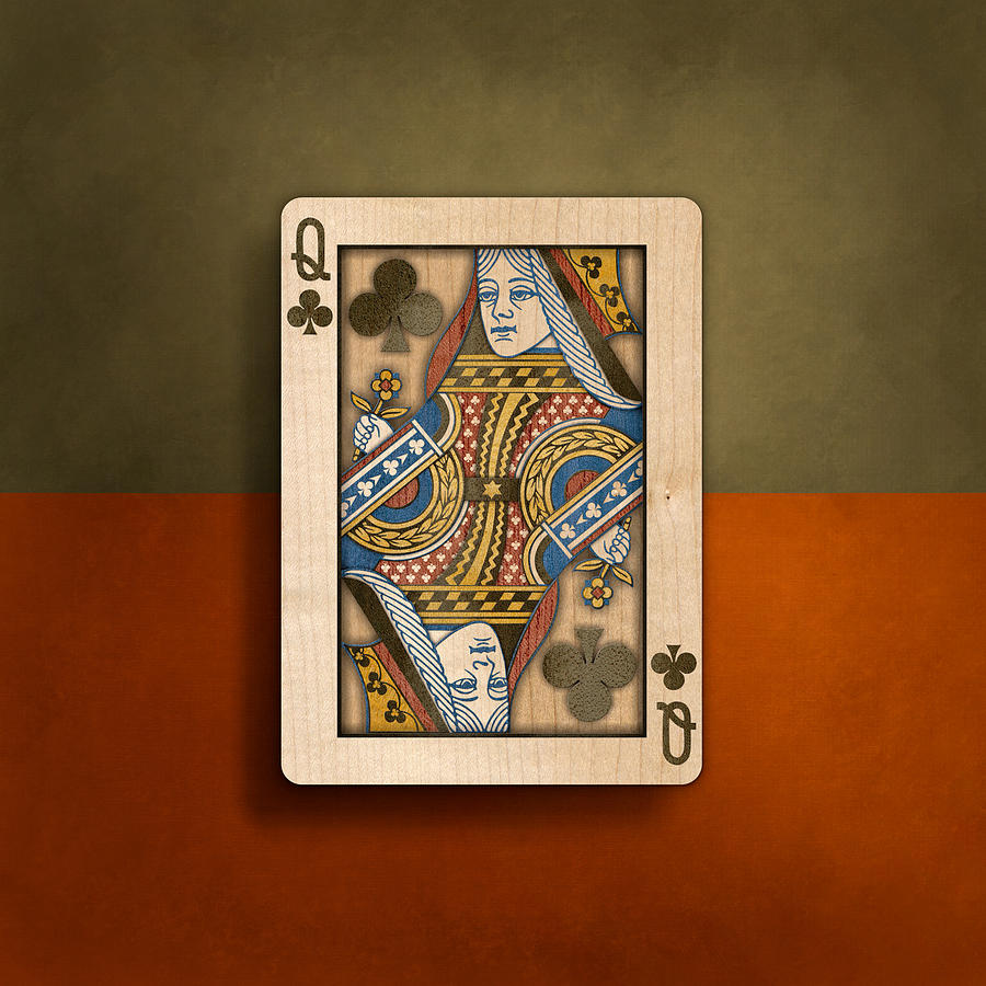 Queen of Clubs in Wood Photograph by YoPedro