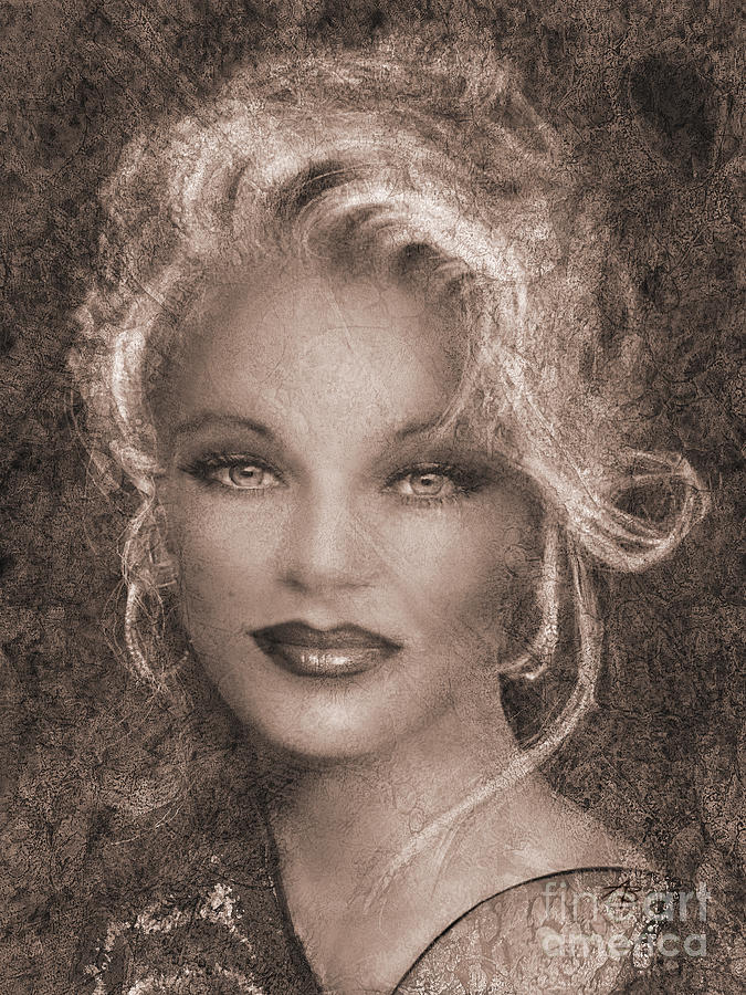 Queen Of Glamour Sepia Painting by Angie Braun