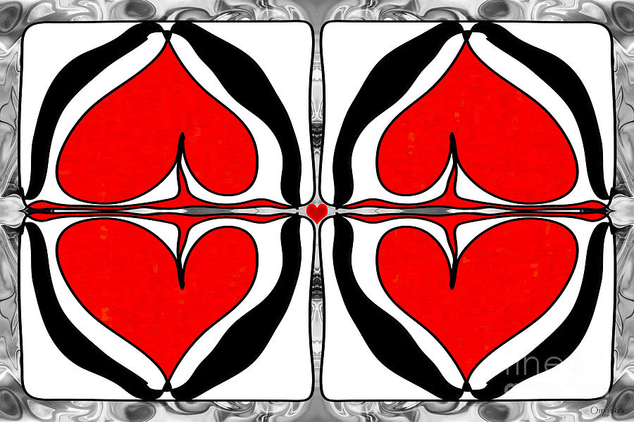 Abstract Digital Art - Queen of Hearts Abstract Bliss Art by Omashte by Omaste Witkowski