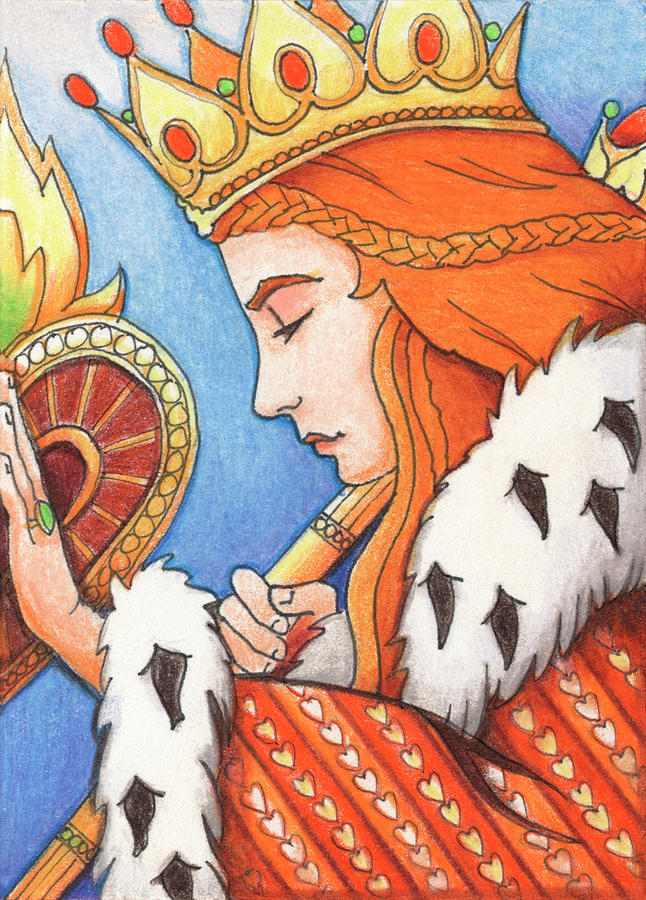 Queen of Hearts Drawing by Amy S Turner
