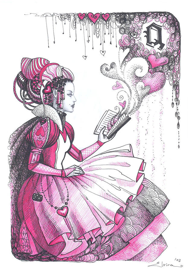 Queen of Hearts Drawing by Elvira Yagudina Fine Art America