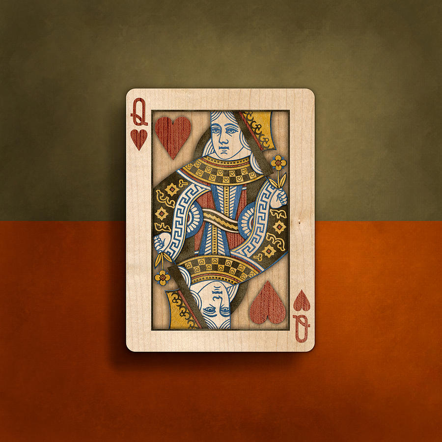 Queen of Hearts in Wood Photograph by YoPedro