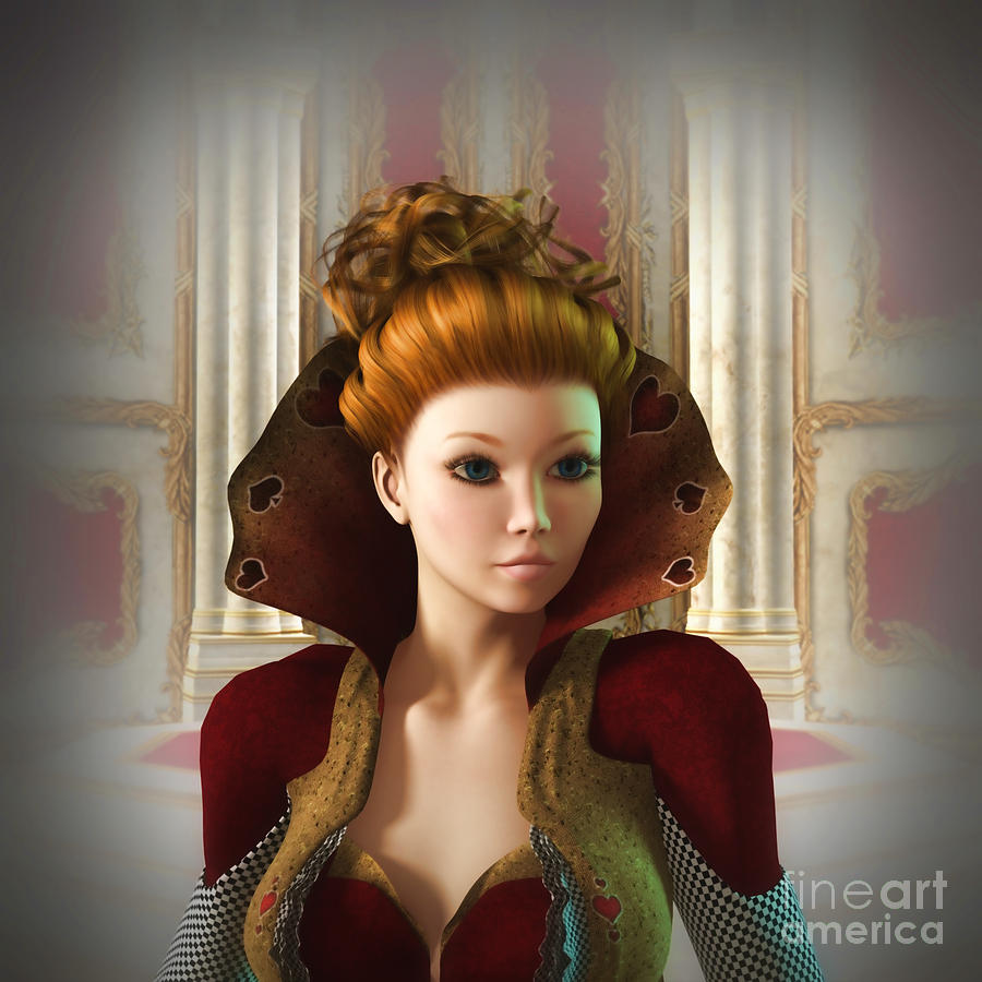 Queen of Hearts Portrait Mixed Media by Diane K Smith
